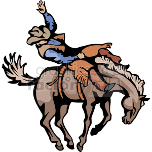 A Cowboy Riding a Bucking Horse