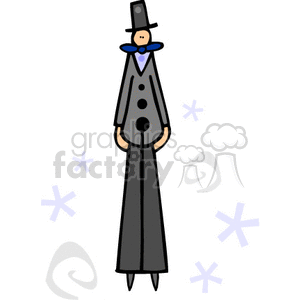 A simplistic and stylized clipart of a Pilgrim wearing traditional clothing, often associated with Thanksgiving.