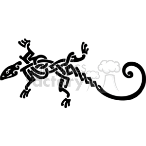 This clipart image features a stylized lizard with tribal art design elements. The lizard is depicted in a bold, simplified form, optimized for vinyl cutting or use in decals, with smooth, clean lines suitable for vinyl-ready graphics.