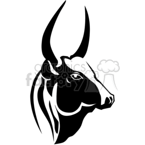 The clipart image depicts a stylized outline of a bull's head, with prominent horns that resemble those of a Texas Longhorn. The image is depicted in black and white, suitable for vinyl-ready applications.