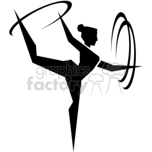 A silhouette of a gymnast performing with hoops, showcasing flexibility and balance.