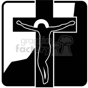 Black and white Jesus on Easter cross