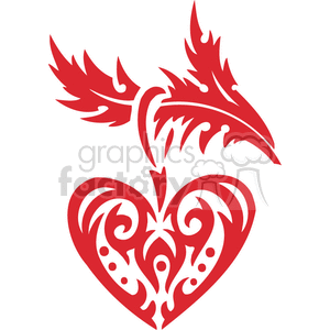 Red ornamental heart with decorative tribal-style floral design.