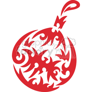 A red ornate Christmas ornament clipart with swirling, decorative patterns, ideal for holiday decorations and vinyl designs.