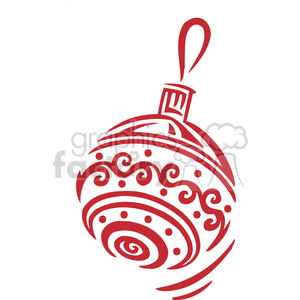 Red Christmas ornament with swirls and dots design, suitable for vinyl cutting.