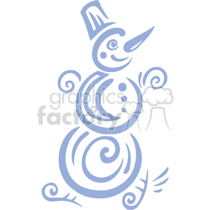 Stylized Snowman Leaning with a Top Hat and a Carrot Nose