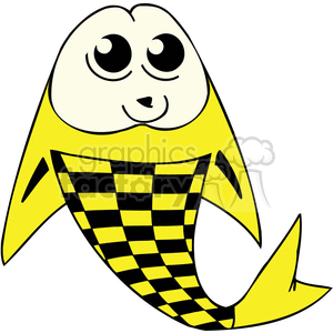 A wide eyed yellow and black fish