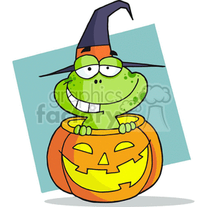 Halloween Toad in a Jack O Lantern