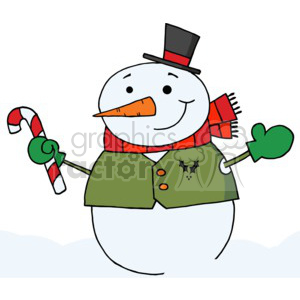 Festive Snowman with Candy Cane and Red Scarf