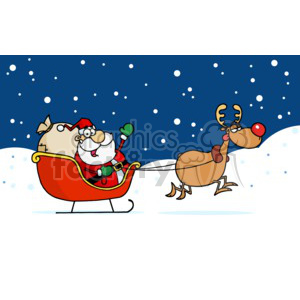 Santa Claus in Sleigh with Reindeer