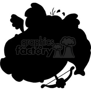 Silhouette of a funny cartoon cupid character with wings and a bow, often associated with Valentine's themes.