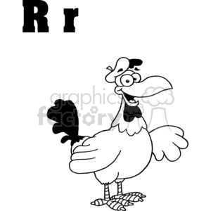 Funny Cartoon Rooster with Letter R