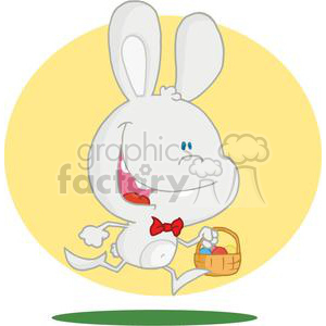 Running Easter Rabbit With Eggs In a-Basket