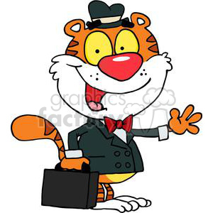 A Business Tiger Waving Goodbye