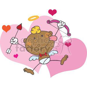 An African American Cupid with Bow and Arrow Flying With Hearts