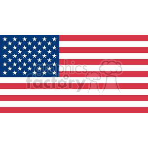   The clipart image depicts the American flag with white stars on a blue background and rows of red stripes. It has a cartoonish style and is presented in a vector format, which means it can be scaled to any size without losing quality. The image is associated with the USA and North America.
 