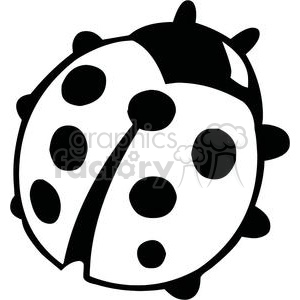 A black and white clipart image of a ladybug with spots on its wings.