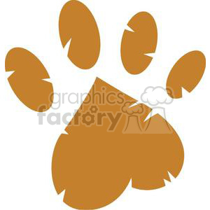 The image shows a simple brown paw print with four toe pads and a larger heel pad—often associated with animals like cats, dogs, or other similar mammals.