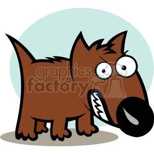 The clipart image features a cartoon dog with exaggerated facial features that give it a funny and comical appearance. The dog has large, bulging eyes and an oversized snout with sharp teeth showing, indicating a protective or fierce expression.