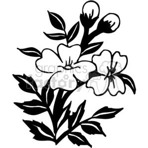 Black and white floral design featuring flowers and leaves, ideal for vinyl cutting.