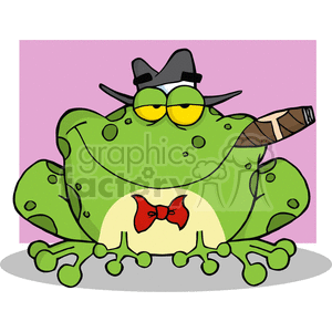   Cartoon-Frog-Mobster-With-A-Hat-And-Cigar-pink-background 