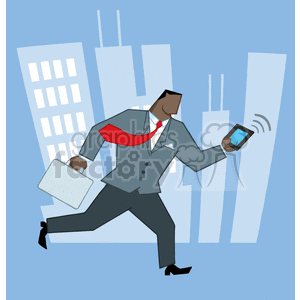 African American Businessman Running In The City With Briefcase And Tablet