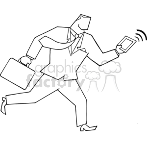 Cartoon-Businessman-Running-BW