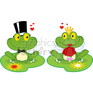 Funny Frog Wedding on Lily Pads - Cartoon Amphibian Love Theme