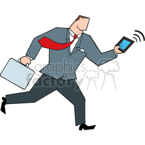 Cartoon-Businessman-Running-With-Briefcase-And-Tablet