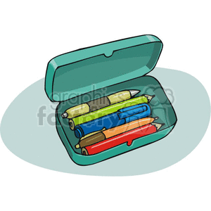 Colorful Pencil Box with Pens and Highlighters