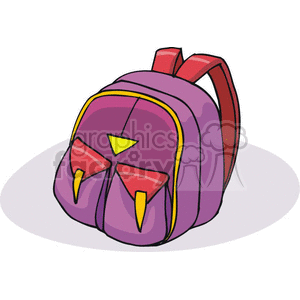 Cartoon purple backpack with pockets 