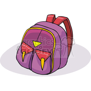   Cartoon purple backpack with pockets  