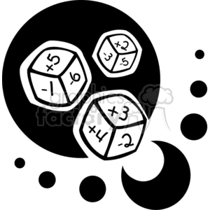 Black and white math game dice 