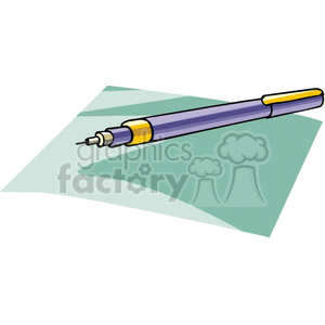 Clipart image of a mechanical pencil on a piece of paper.