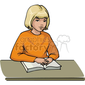 Cartoon Girl Sitting At A Desk Clipart Royalty Free Gif Jpg Png