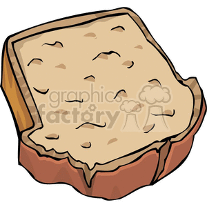 A clipart illustration of a sliced piece of brown bread with peanut butter on it