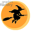 animated witch flying on Halloween