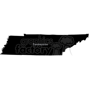 Silhouette outline of the state of Tennessee with the state's name written inside.