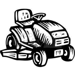 black and white riding lawn mower