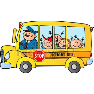 5046-Clipart-Illustration-of-School-Bus-With-Happy-Children