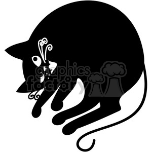   The image depicts a stylized silhouette of a black cat. The cat