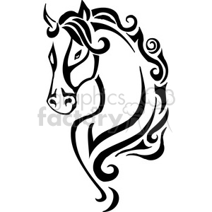   The clipart image depicts a stylized outline of a horse