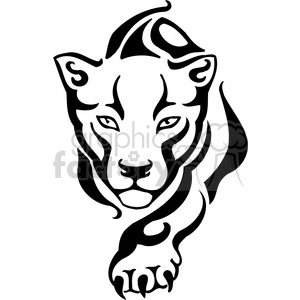   The clipart image is a black and white vector outline of a wild puma, also known as a mountain lion or cougar. The image shows the puma