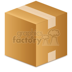 Clipart image of a cardboard box sealed with tape.