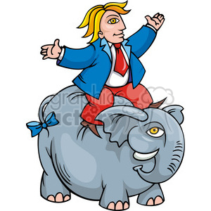   cartoon Republican riding an elephant 