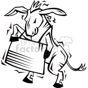   black and white Democrat image of a donkey holding a sign 