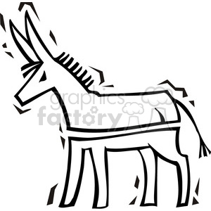 black and white image of a Democratic donkey