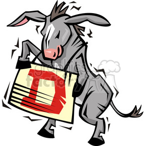 Democratic donkey holding a sign