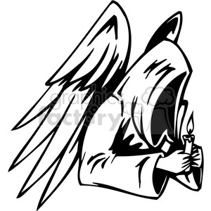 A clipart image depicting a hooded angel holding a candle, with features reminiscent of the Grim Reaper.