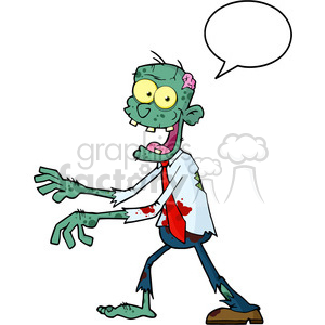 Funny Cartoon Zombie With Speech Bubble